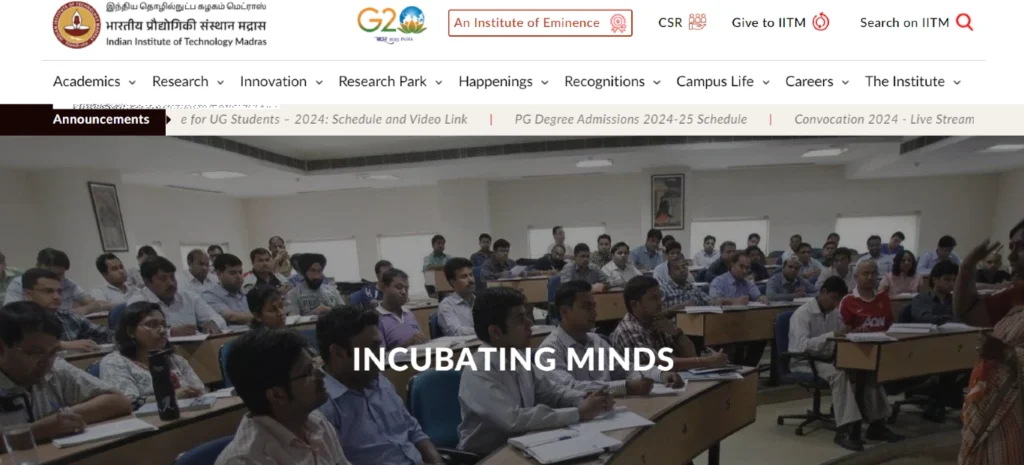 IIT Madras Project Associate Recruitment