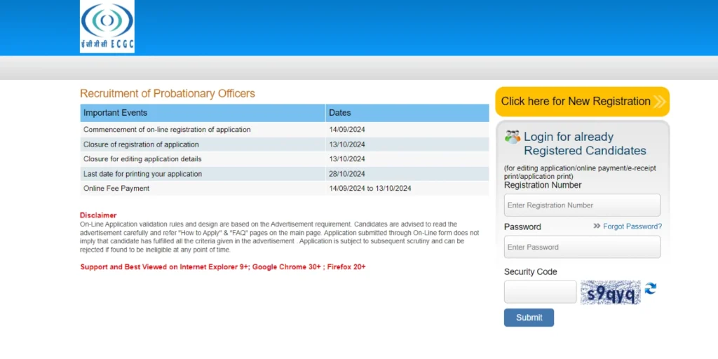 ECGC IBPS PO Vacancy 2024