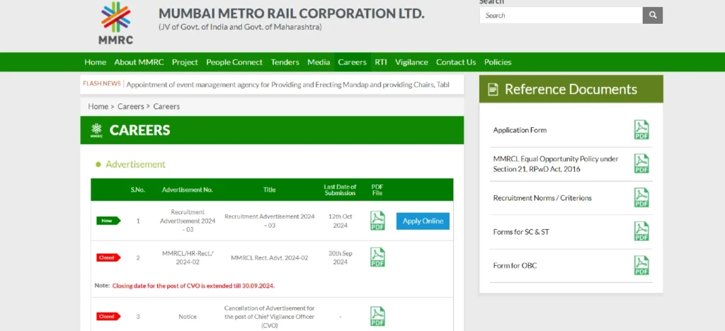 mumbai metro recruitment 2024